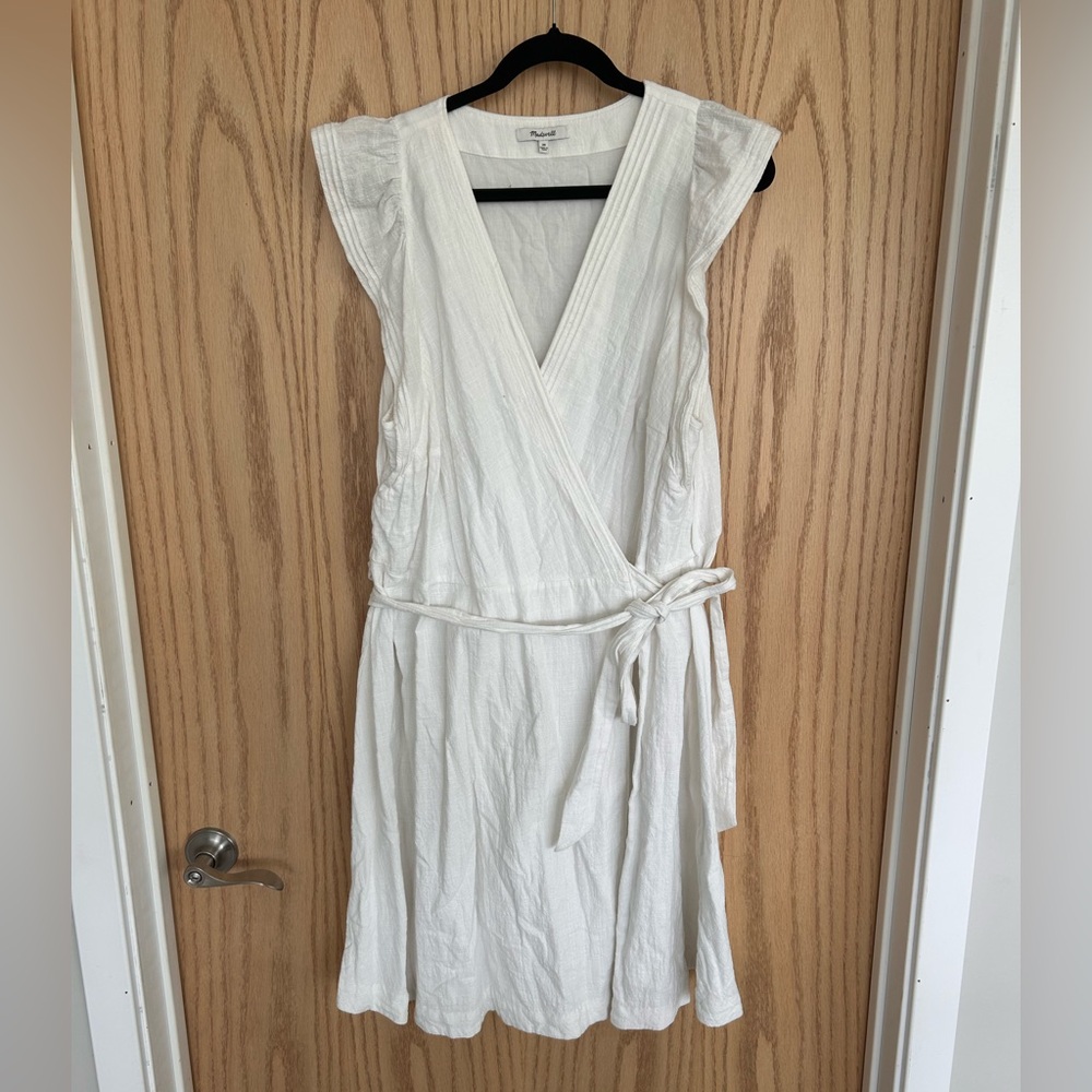Madewell White Wrap Dress with Tie Waist
